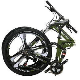 EUROBIKE vélo Vélo de Montagne 26'' Pliant pour Hommes et Femmes, Cadre de 17 Pouces à Suspension complète (Vert)