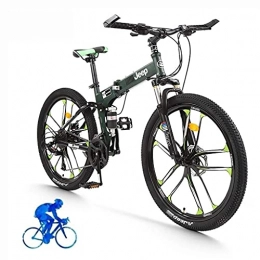 HJRBM Vélos pliant Vélo de montagne adulte, roues de 26 pouces, vélo de montagne, vélos tout-terrain pliants en acier à haute teneur en carbone, vélo 24 vitesses, engrenages VTT à suspension complète, freins à disque do