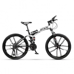 ZXM vélo Vélo de Montagne Pliable 24 / 26 Pouces, vélo VTT avec 10 Roues de Coupe, Blanc