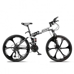 ZXM vélo Vélo de Montagne Pliable 24 / 26 Pouces, vélo VTT avec 6 Roues de Coupe, Blanc