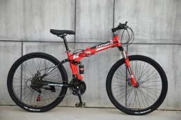 ZXM vélo Vélo de Montagne Pliable 24 / 26 Pouces, vélo VTT avec Roue à Rayons, Rouge