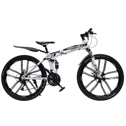 Bathrena Vélos pliant Vélo de montagne pliable 26" - 21 vitesses - Avec double cadre d'amortissement des chocs - Vélo de frein à disque, vélos à ressort, pour hommes et femmes (noir)