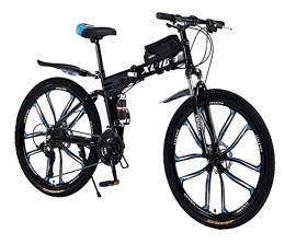 XQIDa durable Vélos pliant Vélo de montagne pliable 26 pouces pour adultes - 27 vitesses - Double disque - Suspension complète - Antidérapant - Cadre léger avec sacoche de vélo - Convient pour les vélos hommes et les femmes