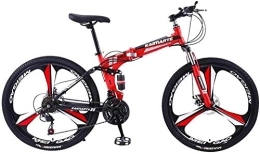 Mountain Bike Vélos pliant Vélo de montagne pliable avec 21 vitesses et double frein à disque, 66 cm en acier carbone à haute intensité, suspension complète hors route pour adulte, homme, femme, unisexe ZHAOSHUNLI