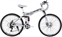 smilecstar vélo Vélo de Montagne Pliable de 24 Pouces pour Adultes et Adolescents - Vélo de Montagne Pliable de 21 Pouces avec Suspension intégrale-Blanc