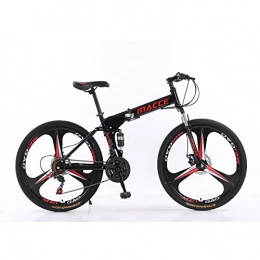 MIGONG vélo Vélo de montagne pliable de 24 pouces à 27 vitesses en acier à haute teneur en carbone, pour adultes, double frein à disque, VTT en plein air, homme et femme (24" pour une hauteur de 140-170 cm, noir)