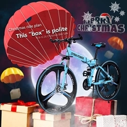 Generic Vélos pliant Vélo de montagne pliable Shimanos 21 vitesses avec cadre en acier à haute teneur en carbone pour adolescents et adultes (pour enfants pour adultes), vintage (bleu, taille unique)