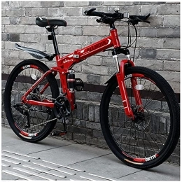SHANRENSAN Vélos pliant Vélo de montagne pliable tout-terrain VTT avec vitesse variable pour adultes VTT 26" pliable avec 21 vélos (rayons rouges)