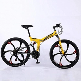 YOUSR vélo Vélo De Montagne Pliant en Acier à Haute Teneur en Carbone 26 Pouces 24 Vitesses - Sports De Loisirs pour Hommes Yellow