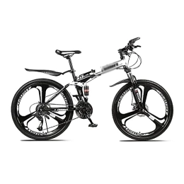 JAMCHE vélo Vélo de montagne pliant pour adulte 21 / 24 / 27 vitesses, système de double suspension, roues de 26 pouces avec suspension à fourche, cadre en acier au carbone, plusieurs couleurs / blanc / 21 vitesses