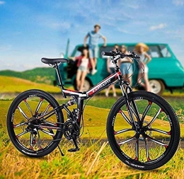 baozge vélo Vélo de montagne pliant pour adultes Cadre en acier à haute teneur en carbone Double frein à disque Suspension complète pour hommes Femmes Vélo Vélo A 24 pouces 21 vitesses-24 pouces 21 vitesses_E