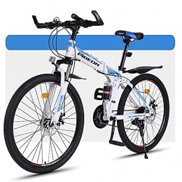 LLKK vélo Vélo de montagne pour adulte et jeune adulte - VTT pliable - 66 cm - Vélo Ravine - Suspension complète - Double disque de frein à rayons - Pour femme et homme