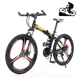 HJRBM Vélos pliant Vélo de montagne pour adulte, roues de 24 pouces, vélo de montagne en acier à haute teneur en carbone, vélos pliants tout-terrain, vélo 21 / 24 / 27 vitesses, engrenages VTT à suspension complète, double