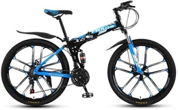 HCMNME Vélos pliant Vélo de montagne, VTT pliante VTT de 24 pouces Double Pays-Pays-Pays / Vitesse Vélo Vélo Vélo Vélo Ten Dix Roues Cutter Cadre en alliage avec freins à disque ( Color : Black blue , Size : 30 speed )