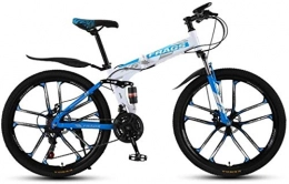 HCMNME Vélos pliant Vélo de montagne, VTT pliante VTT de 26 pouces à double choc absorbant / vélo de montagne variable VTT dix roues de coupe Cadre en alliage avec freins à disque ( Color : White blue , Size : 30 speed )