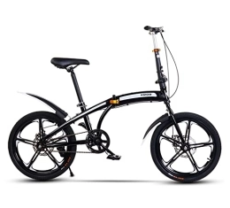 XQIDa durable Vélos pliant Vélo de ville pour adulte 20 pouces Vélo de trajet pour hommes femmes Vitesse unique Vitesses et double freins à disque Cycle, siège / guidon sont réglables, design pliable, rangement facile. noir