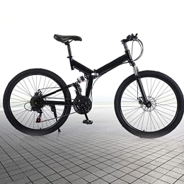 TIXBYGO Vélos pliant Vélo de VTT de 26" - Pliable avec suspension complète - 21 vitesses - Frein à disque - Unisexe - Pour garçons, filles, femmes et hommes jusqu'à 150 kg - Noir