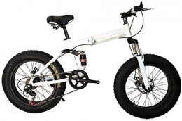 HCMNME vélo Vélo durable de haute qualité, Vélo pliant VTT 26 pouces avec des super-légers, cadre en acier double suspension vélo pliant et 27 vitesses Vitesse, Blanc, 7 vitesses Sports de plein air Mountain Bike