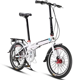  vélo Vélo Pliable 20 Pouces 7 Vitesses, Vélo Pliant pour Adultes, avec Pneu Antidérapant Et Résistant À l'usure, Vélo De Banlieue Urbain Super Compact, pour Étudiants, Équitation Extérieure Blanche