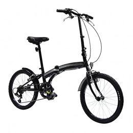 Vélo pliable à 6 vitesses, roues 20", noir mat, léger, occupe peu d'espace.