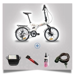 BLANCMARINE vélo Vélo Pliant 20 PM4 Blancmarine - avec Sacoche, Pompe à Main, Anti crevaison et antivol- Solde - Stock limité - en Aluminium - Garantie 5 Ans