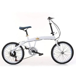 Jintaihua vélo Vélo pliant 20 pouces 7 vitesses - Frein en acier au carbone Double V - Vélo pliable 44T - Blanc