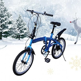 kangten vélo Vélo pliant 7 vitesses - Cadre en acier - Pliable - Bleu - Charge maximale : 90 kg