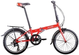 Aoyo Vélos pliant Vélo pliant, adultes bicyclette pliable, 20 pouces en alliage d'aluminium 6 vitesses Urban Commuter vélos, portable léger, prêt de vélos à l'avant et arrière Garde-boue (Color : Red)