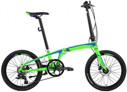 mjj vélo Vélo pliant de 20 pouces 8 vitesses - Portable - Double frein à disque - Vélo de montagne urbain - Pour adultes et adolescents - Vert