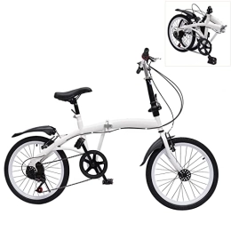 DENEST vélo Vélo pliant de 20" à 7 vitesses - En acier carbone - Hauteur d'assise variable de 70 à 100 cm - Blanc