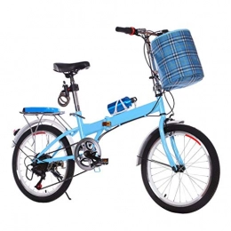 LXJ vélo Vélo Pliant Portable Léger, 20 Pouces 6 Vitesses for Hommes Et Femmes Adultes, avec Cadre en Tissu Et Siège Arrière Confortable