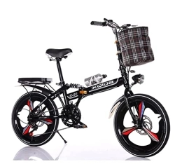 LFNOONE Vélos pliant Vélo pliant pour adolescent - En aluminium - 20" - Pour homme, garçon, fille et femme - 6 vitesses - Cadre en aluminium - Convient pour une hauteur de 155 à 185 cm - Noir