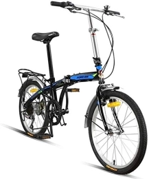NOLOGO Vélos pliant Vélo Pliant Variable vélo 20 Pouces Vitesse vélo Adulte Hommes Femmes Ultra léger Vélo de Route Portable City Bike vélos étudiants-habités d'absorption des Chocs (Color : Black Blue)