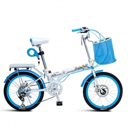 Vélos d'appartement Vélos pliant Vélo Pliant véhicule Tout-Terrain de Montagne Adulte de Vitesse de Pouce 7 à 7 Vitesses Voiture de Banlieue d'étudiants et étudiantes (Color : Blue, Size : 20in)
