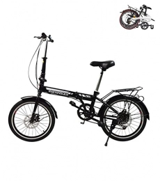 DYM vélo Vélo Pliant Vélo de Ville 20 '', Confortable à 7 Vitesses avec étagère, Frein à Disque, vélo Portable pour étudiants et étudiantes(Color:Black, Size:20inch)