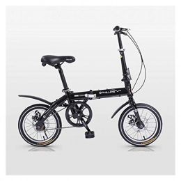 COS NI vélo Vélo Pliant Vélo Pliant Portable Confort vélos, vélos, Trajets Style Adulte vélo de Ville Mini vélos Haut Chargement Bearing14 Pouces Vélo Amortisseur de Vitesse (Color : Black)