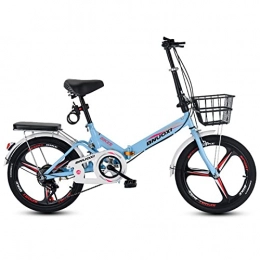 SHANRENSAN vélo Vélo pour adolescent - Vitesse unique / vitesse variable - Sans montage - Vélo pliable - 20" et 22" - Avec siège avant - Panier (roues de 22 pouces - 6 vitesses - 3 rayons bleus).