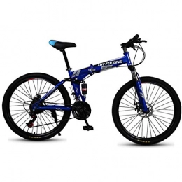 JLQWE vélo Vélo VTT 26 Pouces Pliable De Montagne Vélos 21 / 24 / 27 en Alliage D'aluminium Léger Délais Cadre Full Suspension Frein À Disque Jante (Color : Blue, Size : 21speed)
