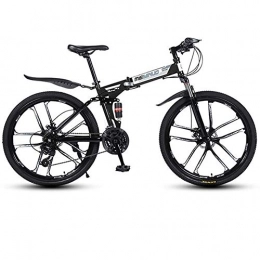 Vélo VTT, Vélo Tout Terrain, Vélo de Montagne, Montagne Vélos Pliable Ravine Vélo VTT Vélo double suspension et double disque de frein, cadre en acier au carbone ( Color : Black , Size : 24-speed )