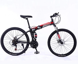 SAFT vélo Vélo vélo Pliable de vélos Adulte 24 / 26 Pouces VTT, Suspension complète Vélo Vélo for Hommes et Dames Fitness Loisirs en Plein air Vélo, 21 / 24 / 27 Vitesse (Color : Black, Size : 24inch 21 Speed)