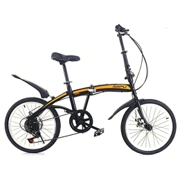 SHANRENSAN Vélos pliant Vélo à vitesse variable pour adultes, vélo pliable de 20 pouces pour adultes, frein à disque, acier au carbone, convient pour la conduite en extérieur (rayons noirs et orange).