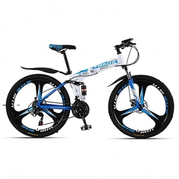 HJRBM vélo Vélos 26 pouces, vélos de montagne, vélos pliants pour adultes, vélo à roue à 3 couteaux d'amortissement, course tout-terrain à vitesse variable, hommes et femmes, 24 vitesses, fengong blanc bleu