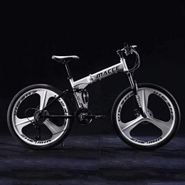 Aoyo vélo Vélos de montagne, cadre en acier pliant haute teneur en carbone 24 pouces variable Absorption Vitesse double choc Trois Molettes Pliable de vélos, Convient (Color : White)