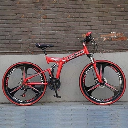 HJRBM vélo Vélos de montagne pliants, 24 / 26 pouces, 21 vitesses, double frein à disque, suspension intégrale, anti-dérapant, vélos de course tout-terrain à vitesse variable, 5-25 pouces fengong (Couleur : 24 pou