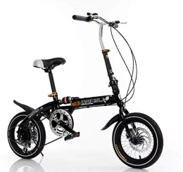 AI-QX Vélos pliant Vélos De Ville Pliant pour Enfants, Acier Au Carbone, Vélos Cruiser À 6 Vitesses, Facile À Transporter, Noir, 14
