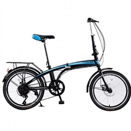 Vélos vélo Vélos Pliable À Vitesse Variable Portable Ultra-léger Adulte 20 Pouces À Vitesse Variable Étudiant 7 Vitesses (Color : Black+Blue, Size : 20inches)