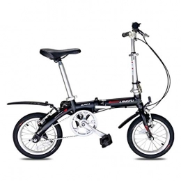 LLF vélo Vélos pliants, 14 Pouces Pliable Légère Mini Petit Vélo Petit Vélo Portable Étudiant Adulte Adapté À Hauteur 120cm-180cm (Color : Black, Size : 14in)
