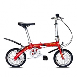 LLF vélo Vélos pliants, 14 Pouces Pliable Légère Mini Petit Vélo Petit Vélo Portable Étudiant Adulte Adapté À Hauteur 120cm-180cm (Color : Red, Size : 14in)