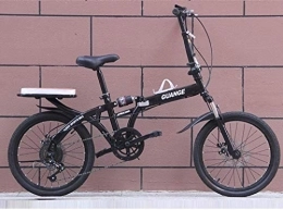 Vélos pliants, 20 pouces à vitesse variable vélo Double Frein à disque Suspension Avant Anti-Slip for hommes et femmes, avec Portance Cadre arrière, (Color : Black)