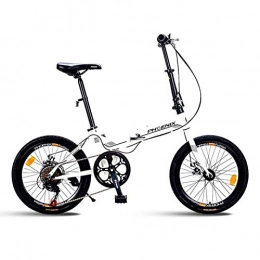 LLF vélo Vélos pliants, Léger Vélo Pliant Casual, 20 Pouces Mini Portable Étudiant Confort Vitesse Roue Vélo Pliant for La Hauteur 135CM-180cm (Color : White, Size : 20in)